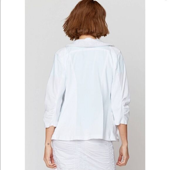 XCVI Cotton White 3/4 Sleeve Women’s Hooded Jacket - Picture 3 of 9